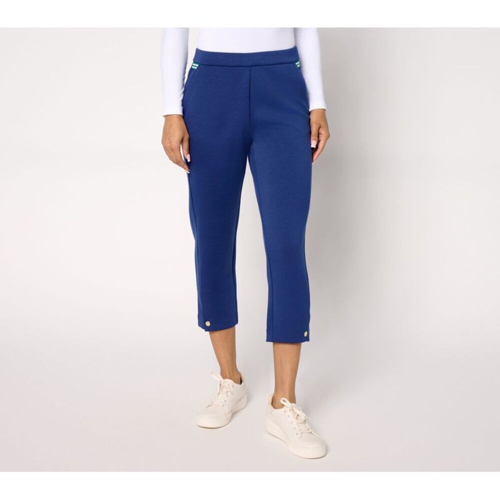 Top Knot Women's Pants Sz 2XL Tall Clubhouse Scuba Knit Crop Blue A681394